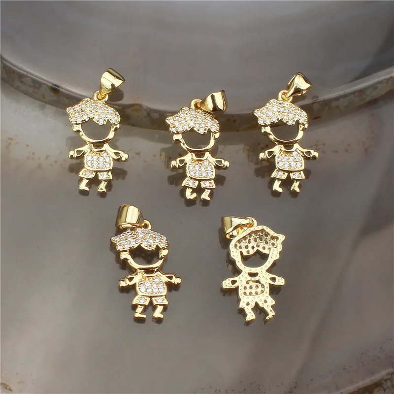 18*10 мм 20 шт./лот Модный cz Шарм кулон мальчик и девочка форма кубического циркония