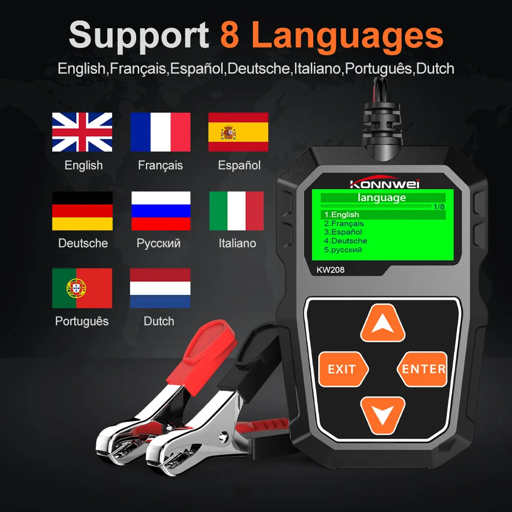 

Kw208 Car Battery Tester Charging Cranking Test 100-2000cca Auto Battery Analyzer 12v Car Diagnostic Tool Pk Bst100