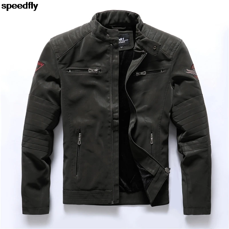 

Мужская зимняя кожаная куртка 2021, Мужская теплая мотоциклетная куртка с меховой подкладкой, облегающее модное байкерское пальто, Высококач...