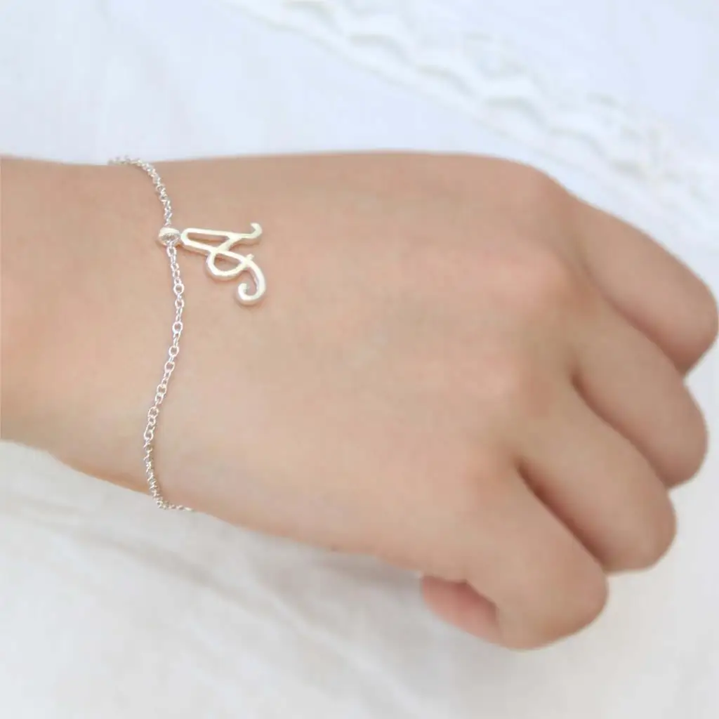 

Monogram A Name Letter Bracelet Gift for Friends Cursive Swirl A Chain Bracelets Jewelry