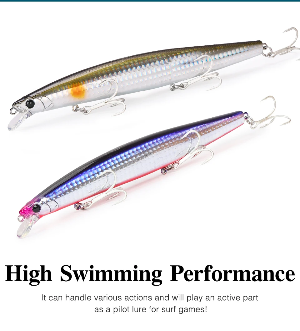 

TSURINOYA 8PCS 163S Sea Fishing Sinking Minnow Ultra Long Casting 163mm 34.2g Tungsten Movemenr Weight Saltwater Hard Baits