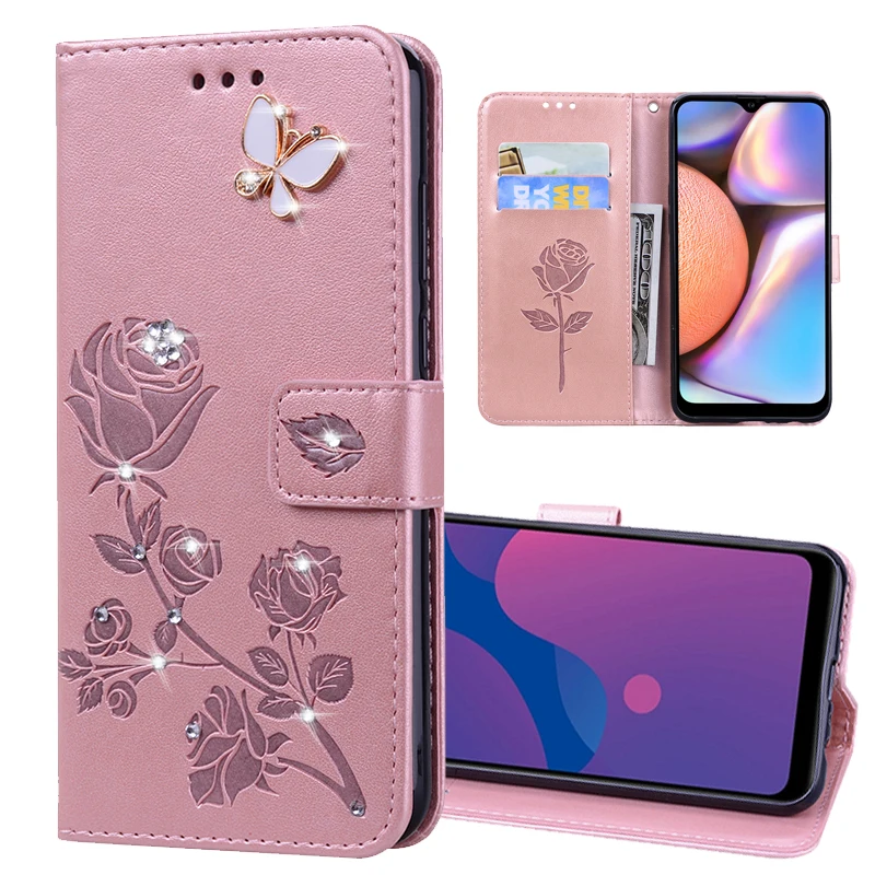 Кожаный чехол-книжка со стразами для Samsung Galaxy A9 Star Lite Pro A6 Plus A7 2017 A8 2018