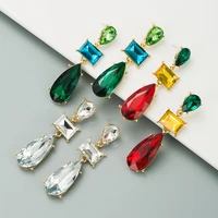 colorful rhinestone statement dangle earrings geometric big gothic accessories for women crystal luxury wedding gift