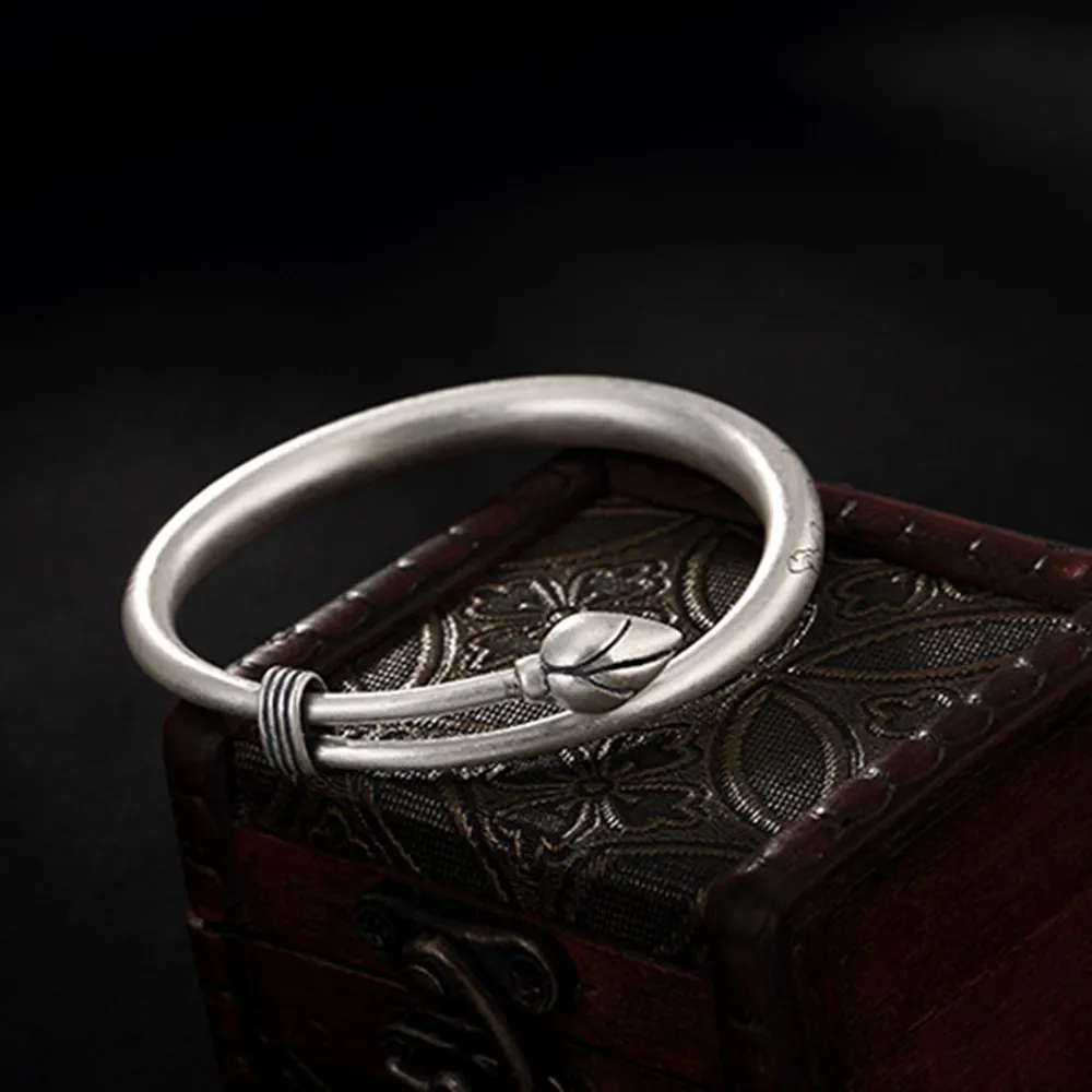 

s990 PURE SILVER VINTAGE PATTERN OPENING LADIES STERLING SILVER BRACELET BIRTHDAY GIFT
