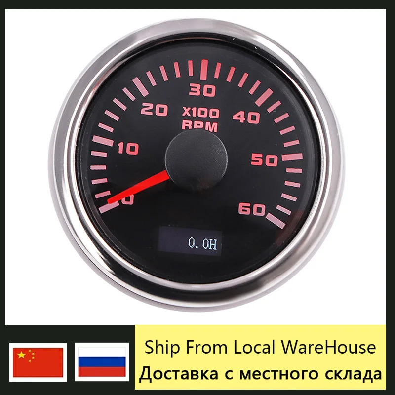 2'' 52mm Pointer Tachometer 6000 RPM Gauge With Red Backlight For Car Motor Boat Yacht RV 12/24V | Автомобили и мотоциклы