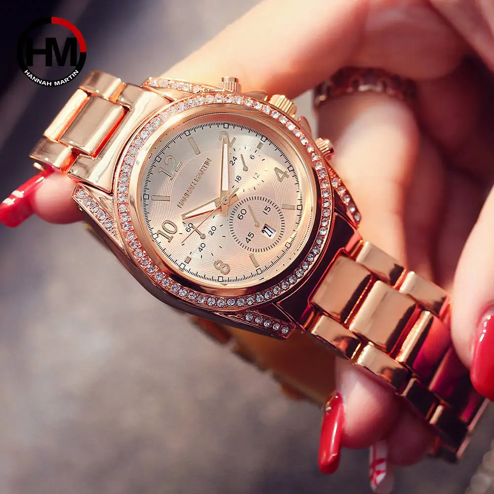 

Drop Shipping Rose Gold Top Luxury Brand Women Rhinestone Watches Montre Femme Calendar Waterproof Fashion Dress Ladies watch