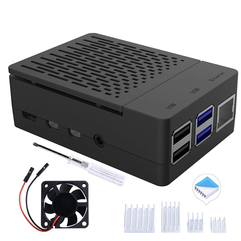 Новый корпус из АБС-пластика типа H Pi4BCase для Raspberry Pi 4B защитный с радиатором