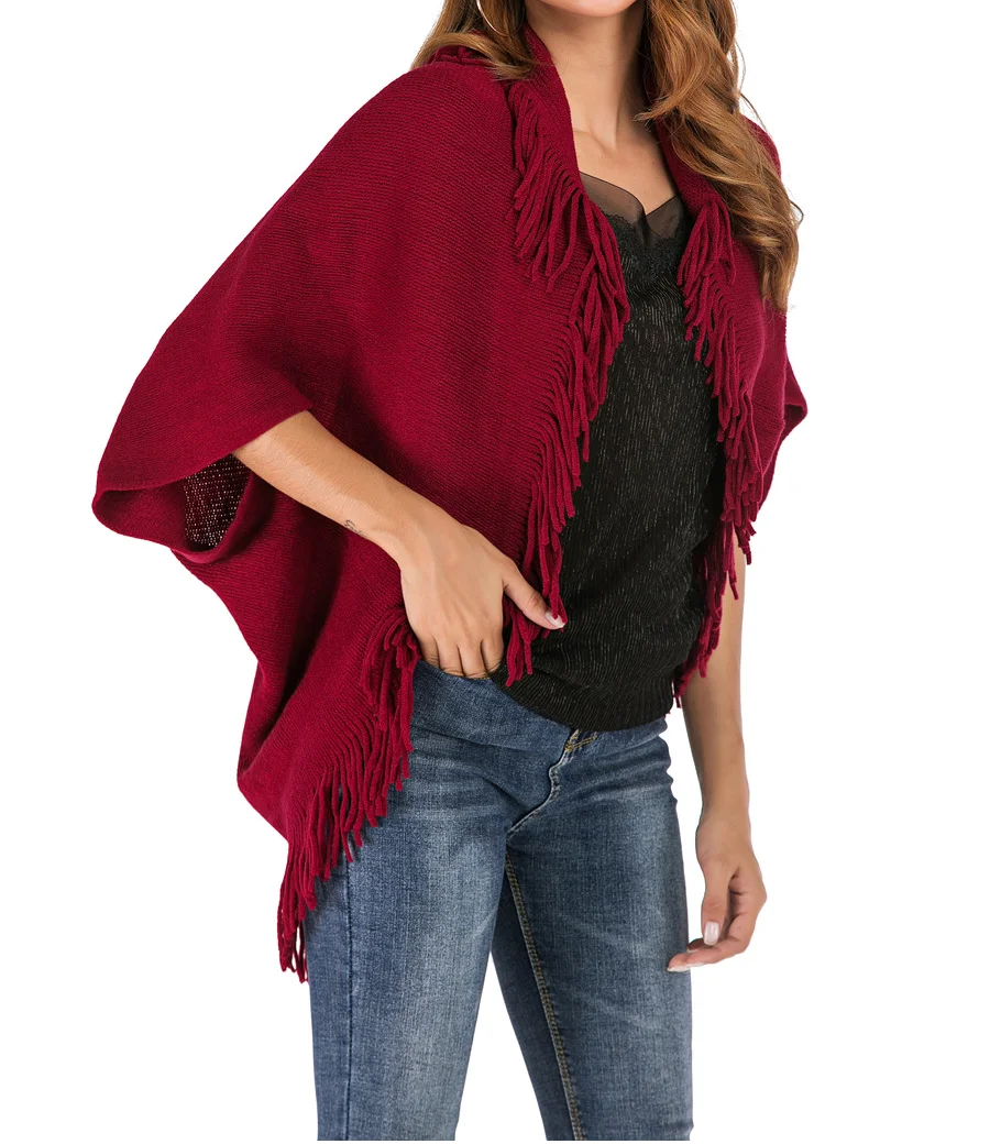 Европейский стиль Женский вязаный свитер кардиган пальто с кисточками