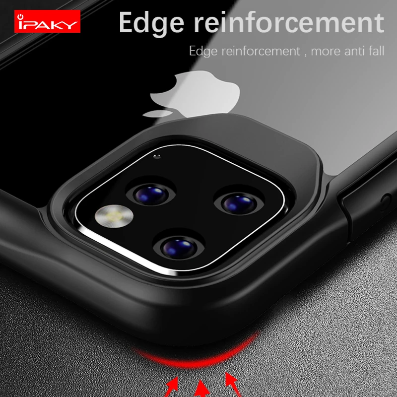 Для iPhone 11 Чехол IPAKY для iPhone 11 Pro чехол силиконовый акриловый Гибридный противоударный Прозрачный чехол для iPhone 11 Pro Max чехол
