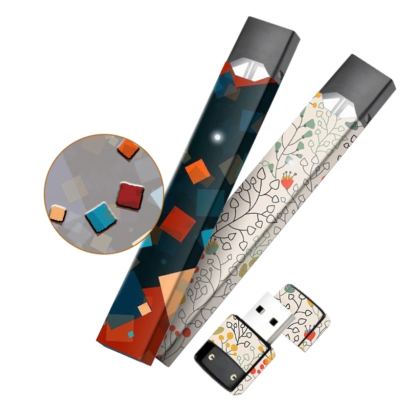

High Quality Bubble Flower China Leaf Printing Sticker Skin Case Film For Juul Skin Sticker E Cigarette Cover
