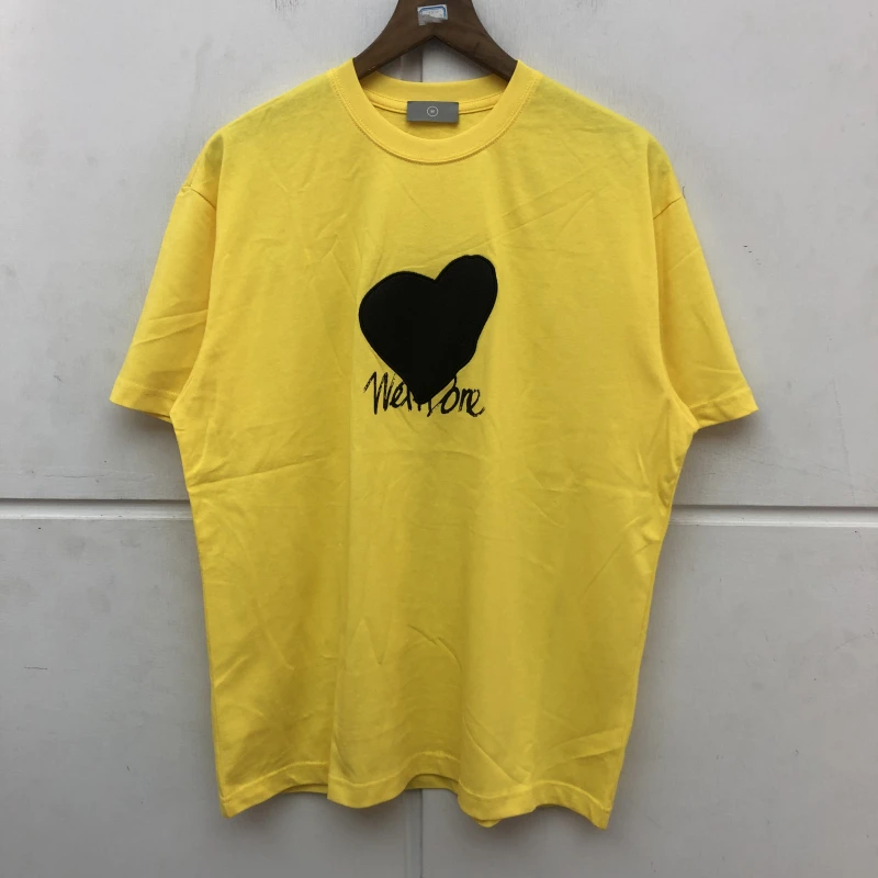 

Leather Heart Pattern We11done T-shirt Men Women High Quality Embroidery Tee Tops Oversize