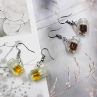 simulation beer cup earrings fashion creative earring for women gift lady beer wine earring jewelry wholesale new 2021