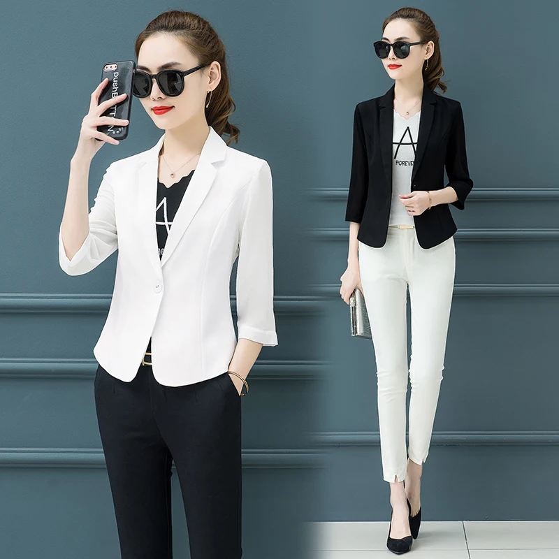 

White Black Oversize Business Suit For Woman Blazer Female Clothes Women'S Spring Winter Autumn Jackets Clothing 2020 D0086