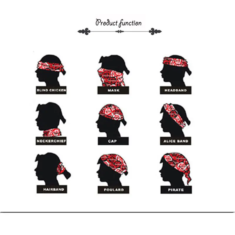 5 шт. унисекс шарф квадратной формы в стиле хип хоп черный разноцветная бандана