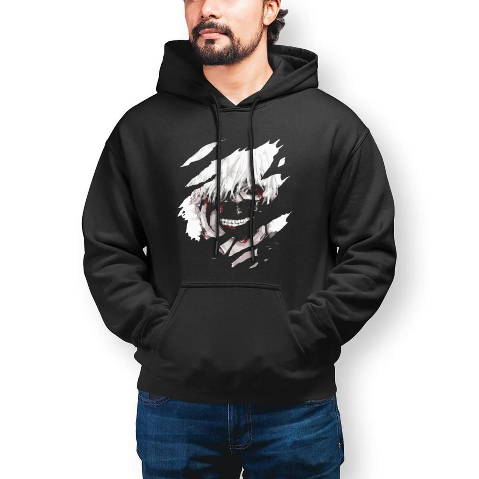 

Толстовка Kaneki Ken, осенняя хлопковая толстовка, красивый Свободный пуловер с длинным рукавом, Толстовка для мужчин, большой размер