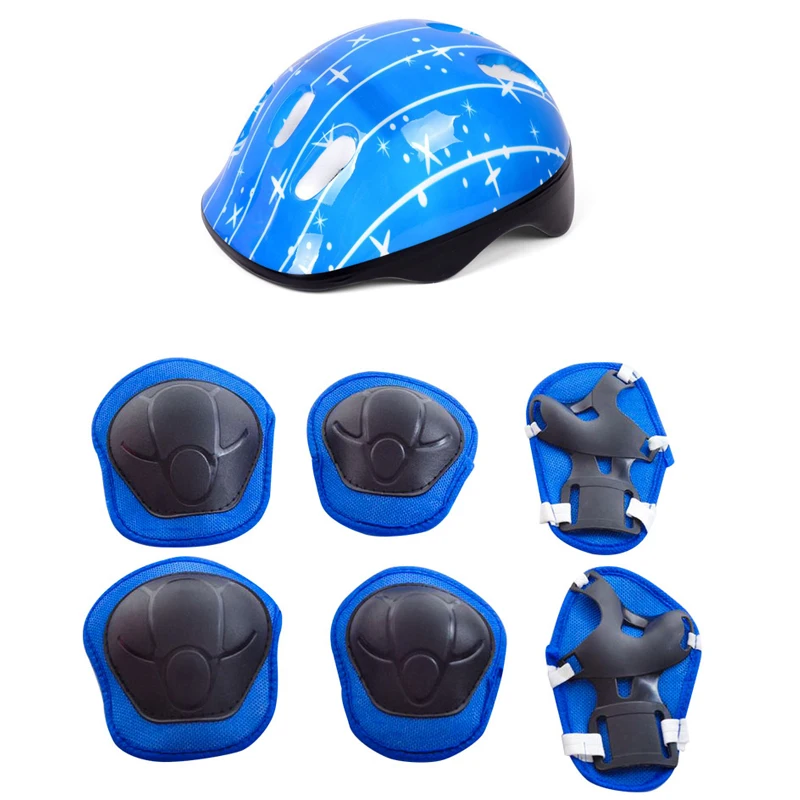 child 7Pcs Kid Roller Skating Skateboard Adjustable Elbow Knee Pads Wrist Protective Outdoor Sports Safety Guard Helmet Children | Красота и