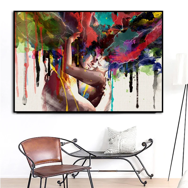 100% ручная роспись абстрактная картина маслом на холсте для влюбленных Настенная