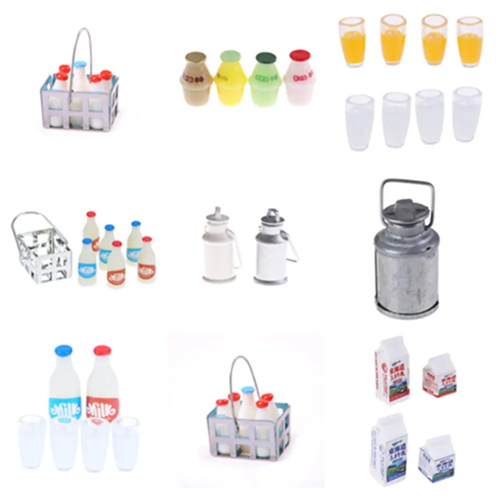 1/12 кукольный домик Миниатюрный молочный стеллаж корзина кувшин с крышкой