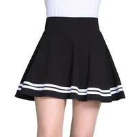women skirt sexy high waist solid color stripe midi pleated skirts girls black white a line mini school skirt uniform large size