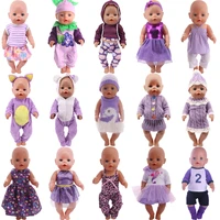 doll clothes 25style series purple dress handmade sweater for 18inch american doll 43 cm reborn baby clothes accessoriesgifts