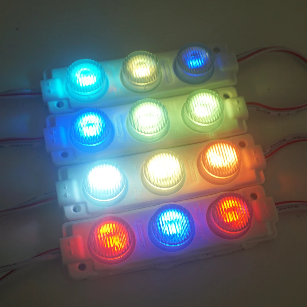 20 шт. SMD 2835 3 светодиода 1 Вт впрыск светодиодный светильник с объективом RGB DC12V 73 мм