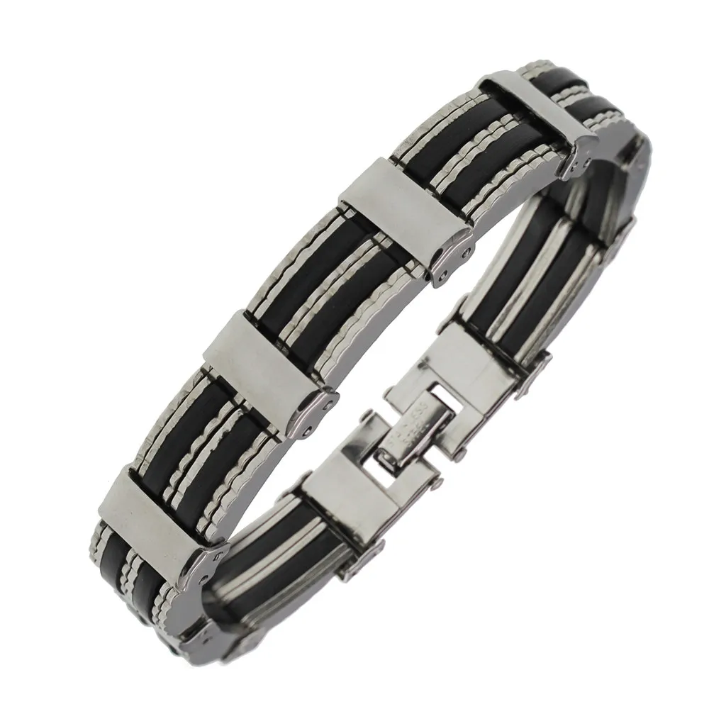 Hapiship 2018 мужские модные черные силиконовые браслеты из нержавеющей стали женские