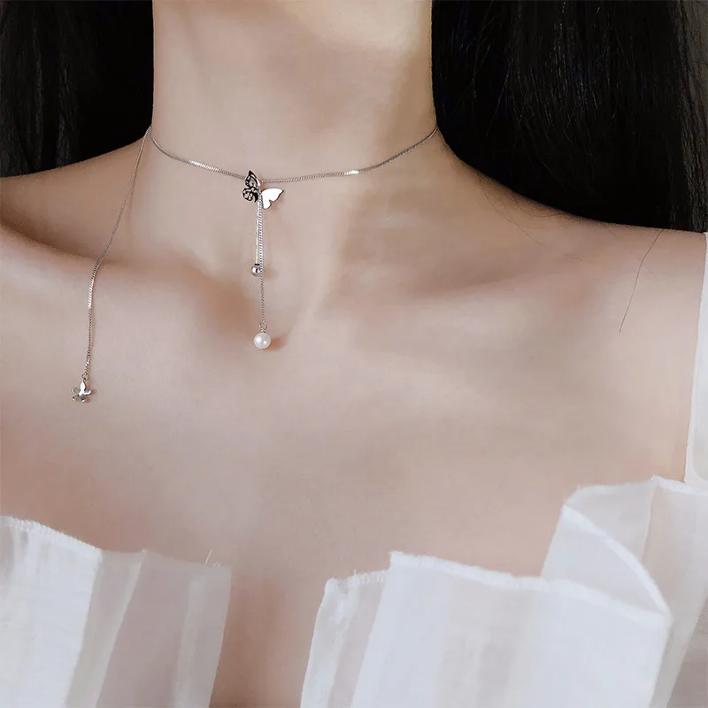 Ливи серебро Цвет циркония бабочка Жемчужное ожерелье для женщин Италина ригант