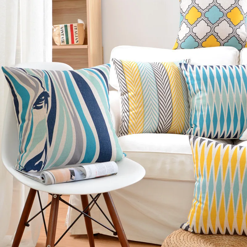 Наволочки в скандинавском стиле из полиэстера синие декоративные наволочки для