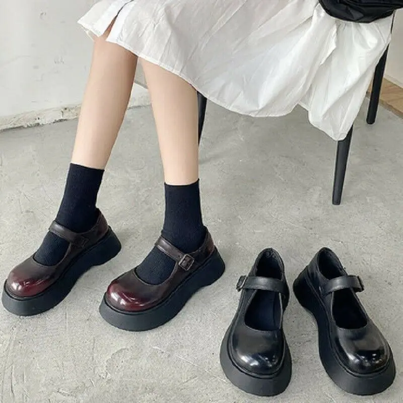 

Туфли женские на средней платформе, круглый носок, ремешок с пряжкой, туфли для косплея в стиле "Лолита", Мэри Джейн