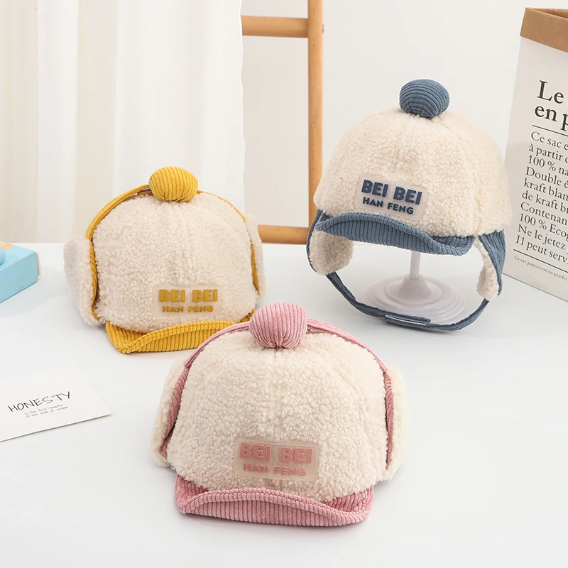 

Winter Hats for Newborns Baby Earflap Cap Boy and Girls Outdoor Warm Beanie Hat Fashion Cap Cute Lei Feng Wholesale Ear Protect