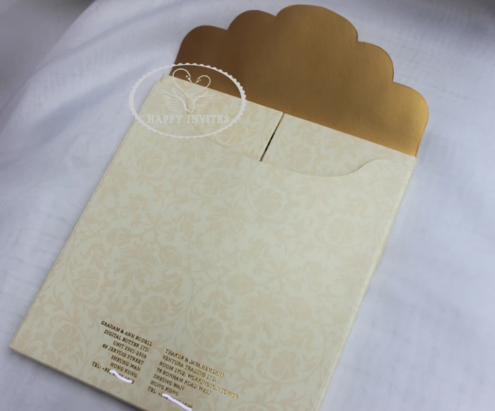 Free Shipping for Some Countries! HI1091 Personalized Hard Cover Gate Fold Wedding Card with Gold Foil Made in China | Дом и сад