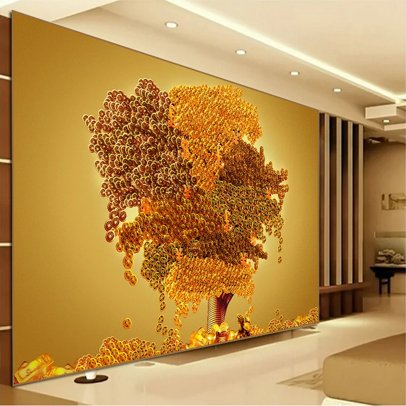 

Abstract Golden Leaves Flower Floral Dollar Money Tree Posters and Print Canvas Painting Wall Art Millionaire Picture Home Decor