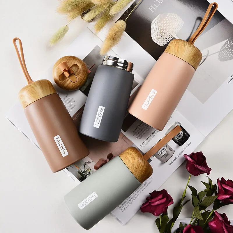 New Wood Grain 304 Stainless Steel Thermos Bottle Brief Vacuum Flasks Portable Water Bottles Cute Mini Mug Termos | Дом и сад