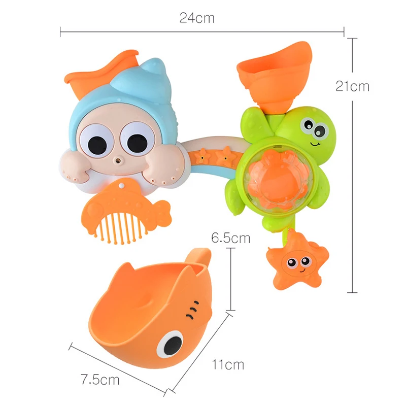 

Baby Bath Toys Suction Cup Track Cartoon Tortoise Water Wheel Games Toys Shower Water Toy for Children Bathroom Shower Toy Kit