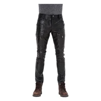 mens genuine leather pants autumn winter male tights sheepskin pants motorcycle leather pants cycling leather trousers
