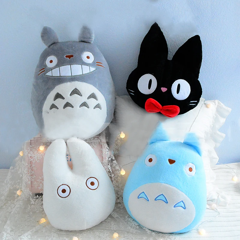 

Bonito totoro travesseiro de pelúcia recheado kiki totoro brinquedo anime japonês figura boneca macia decoração casa