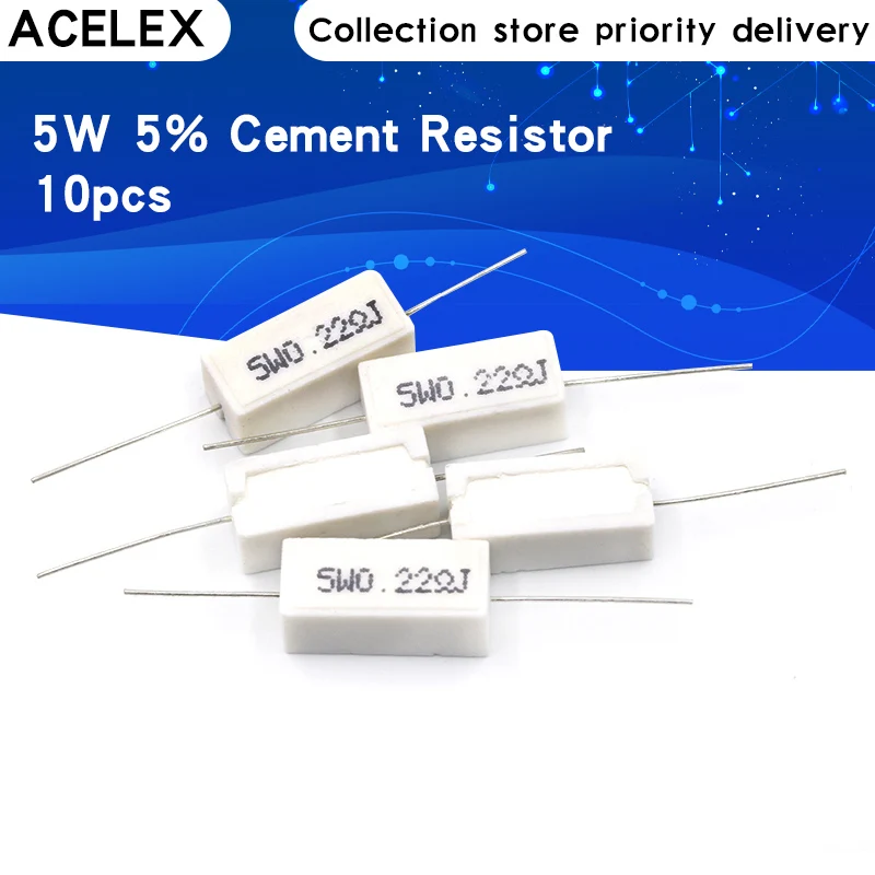 

10pcs 5W 5% Cement Resistor 15R 20R 100R 150R 330R 15 20 100 150 330 ohm