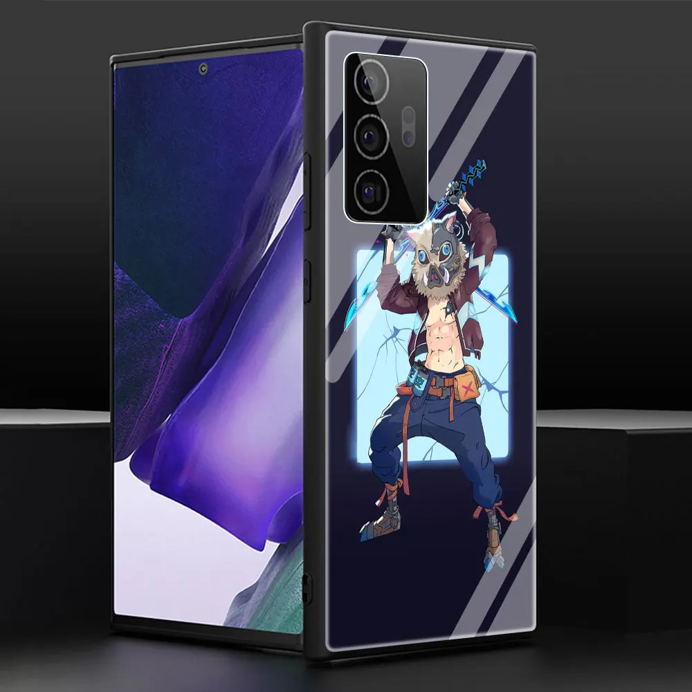 

Anime Demon Slayer Soft Edge Phone Case Cover for Samsung Note 20 Ultra 10 Lite 10 9 8 Plus 5G Luxury Tempered Glass Shell