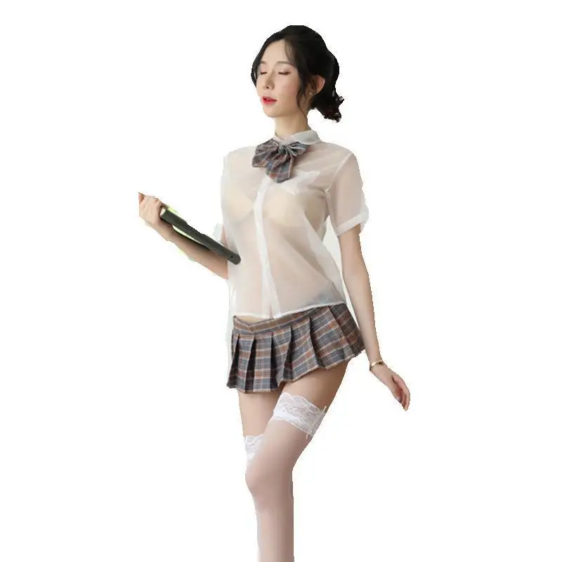 

Sexy Cosplay Lingerie Student Uniform school girl Lady Erotic Temptation Costume Babydoll Dress Lace Miniskirt Outfit For Women