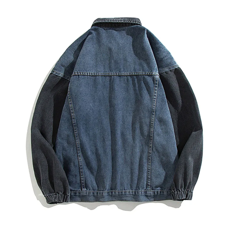 Куртка мужская демисезонная из денима однобортная свободная уличная одежда с