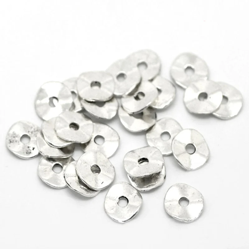 

200 PCs Doreen Box Tortuose Ring Spacer Beads Findings Znic Alloy Silver Color 9mm Dia. For DIY Jewelry Making, Hole size: 2mm