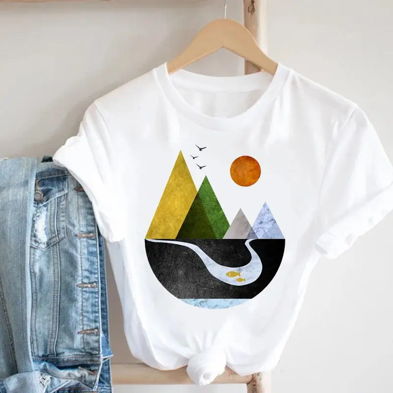 

Women Clothing Casual Travel T Tee 90s Print Fashion Tshirt Clothes Female Abstract Short Sleeve Top Graphic T-shirt