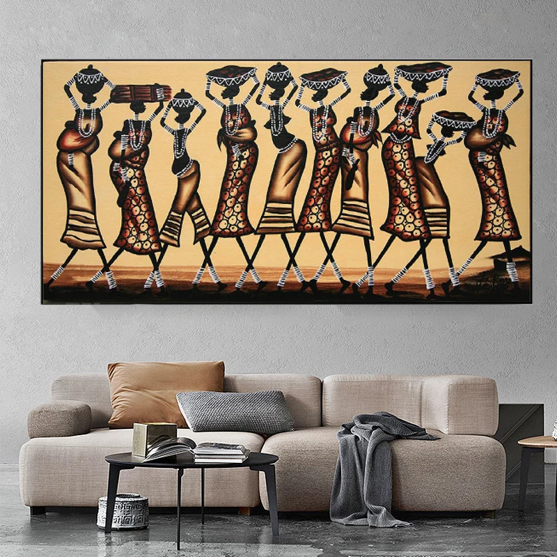 

Black African Women Canvas Painting Abstract Poster and Oil Prints Wall Art Pictures for Living Room Home Aisle Decor Cuadros