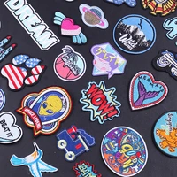 cartoon car embroidered patches for clothing thermoadhesive coconut tree badges patch love heart stickers for fabric clothes