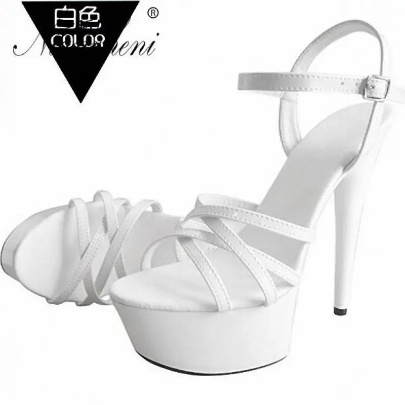 Женские босоножки из лакированной кожи на толстой платформе 15 см Обувь для