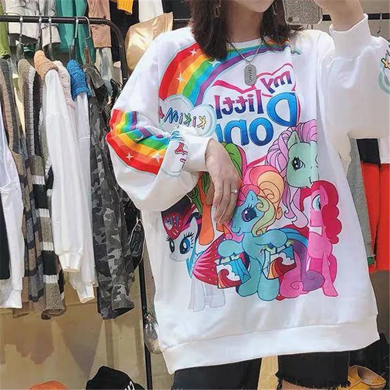 Аниме толстовки женские Kawaii девушки милые женские пуловеры, топы Свободные Мультяшные японские худи женские осенние свободные зеленые толстовки
