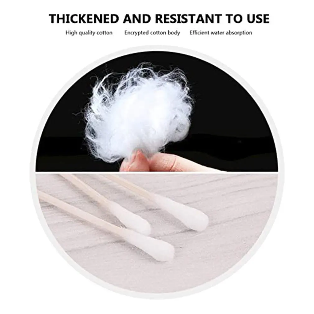 300/100pcs Disposable Wooden Handle Cotton Swab Makeup Supplies Jewelry Clean Double Head Swabs Ear Nose Cleaning Tools - купить по