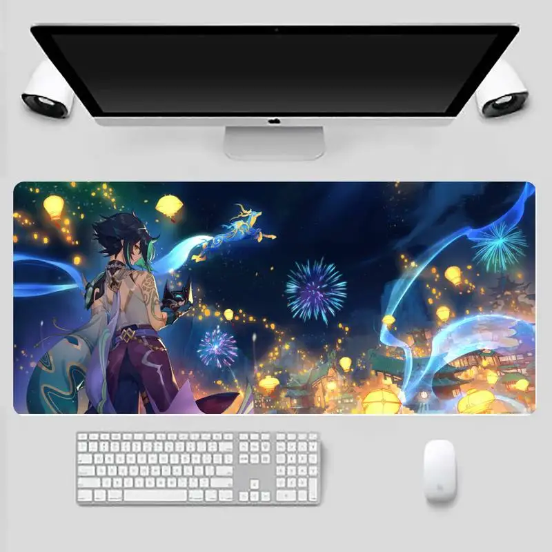 

Genshin Impact hot Natural Gaming mousepad Desk Mat Desk Table Protect Office Work Mouse Mat pad X XL XXL Non-slip Cushion