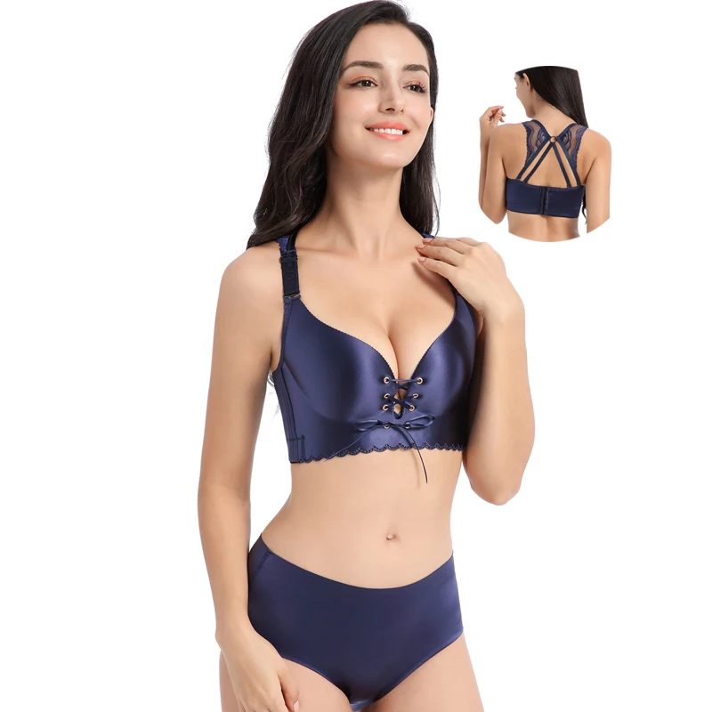 Французский стиль Бесшовные Глубокий V кружева девушки нижнее белье