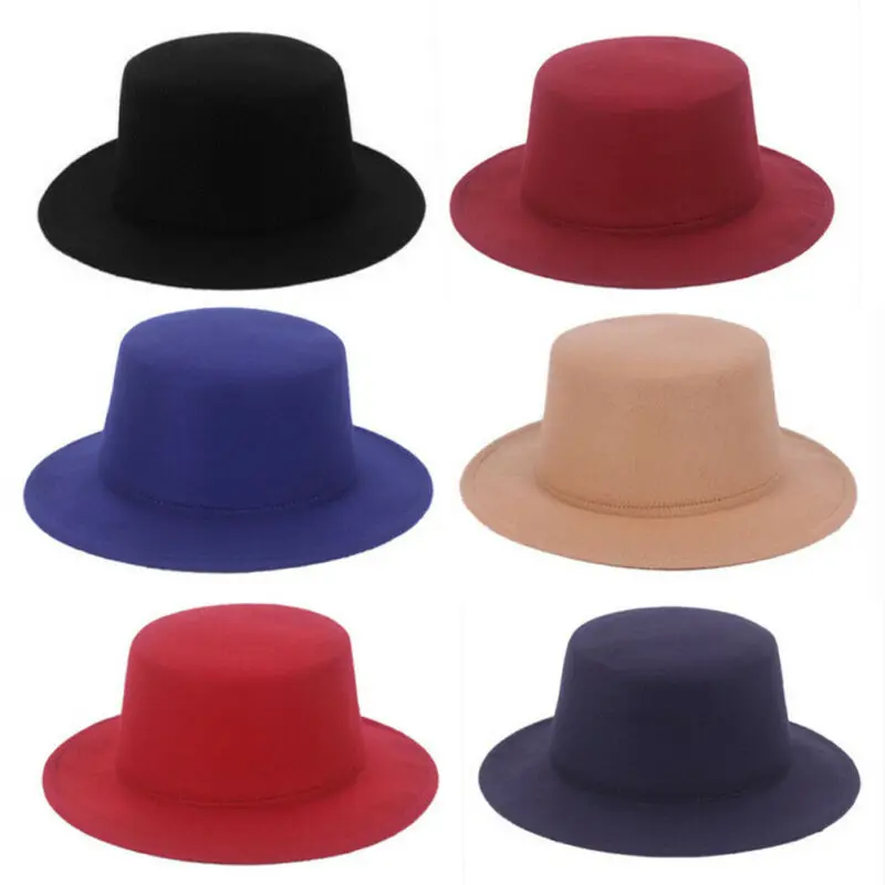 Фетровая шляпа унисекс с широкими полями винтажная однотонная Мужская мягкая